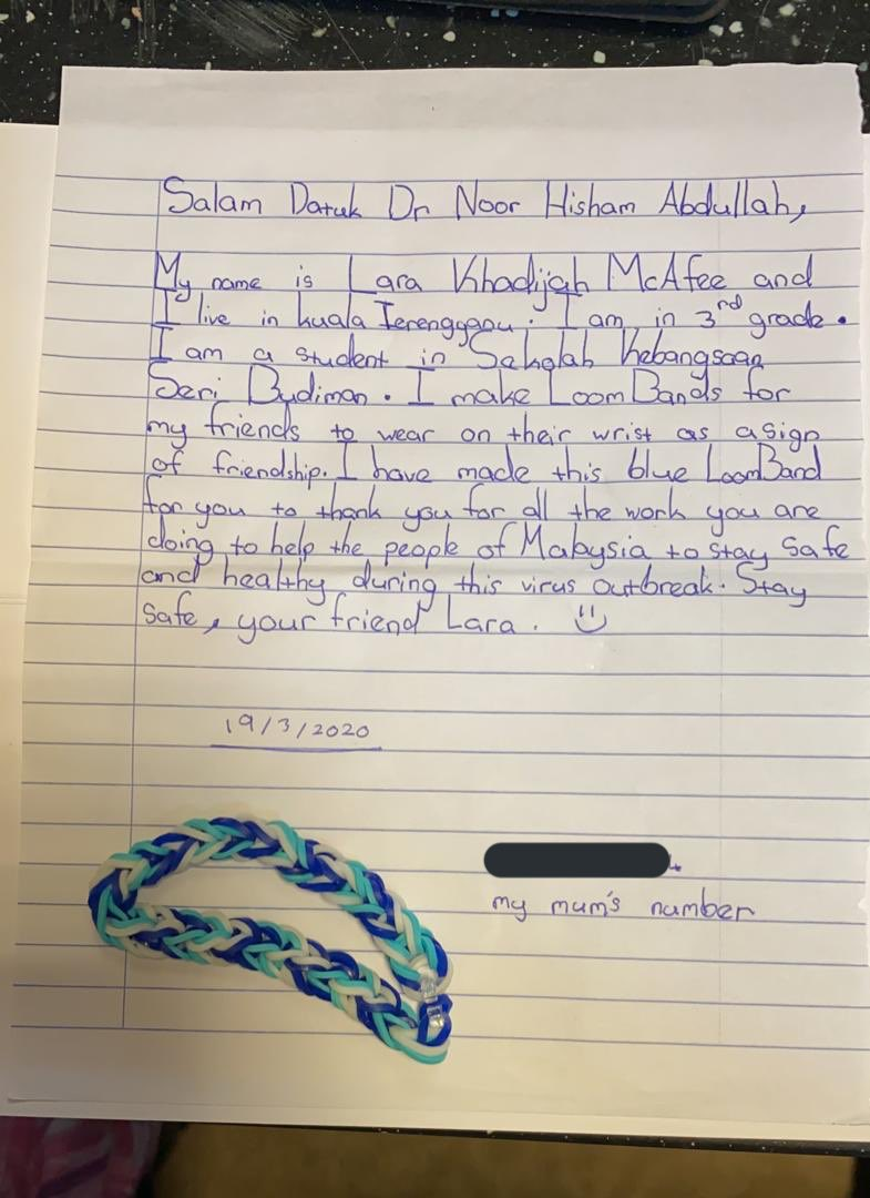 Heartwarming letter from little girl to DG Hisham