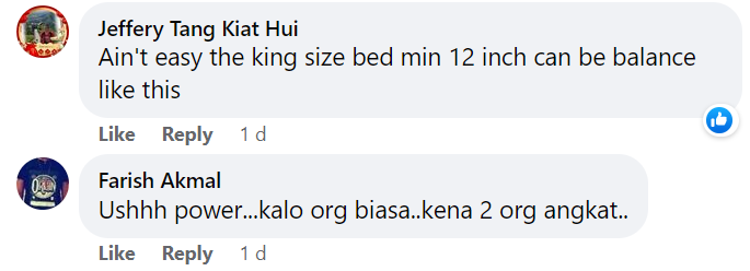 Facebook comments on man carrying mattress