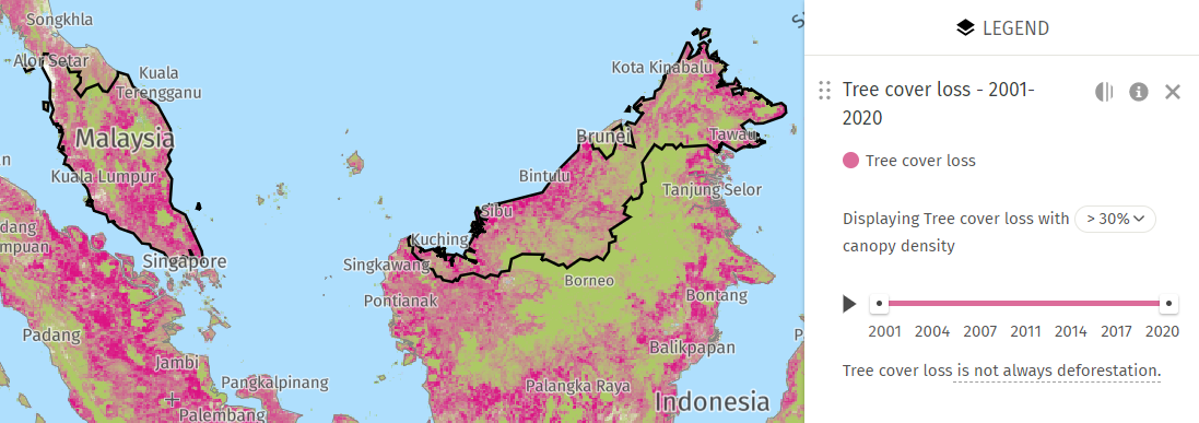 Tree cover loss in Malaysia