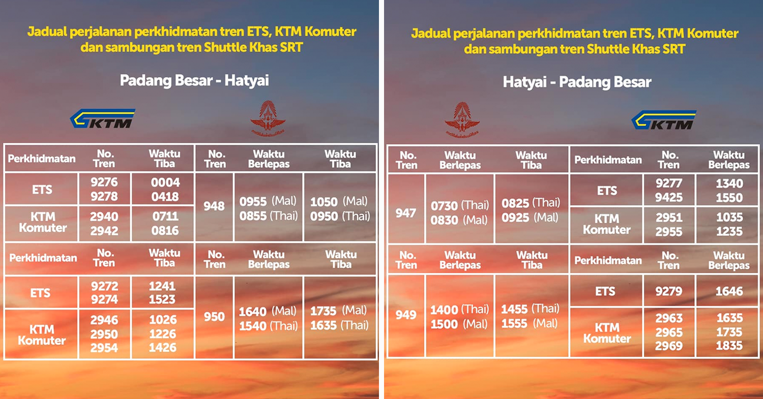 Malaysia Thailand Train Resumes - train schedule