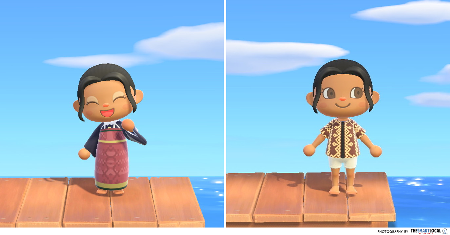 Animal Crossing characters wearing traditional Filipino clothes