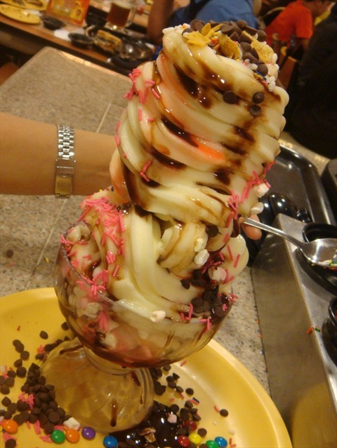 tall tower of ice cream