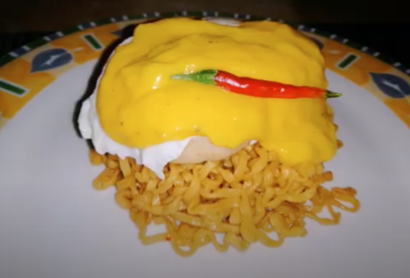 eggs benedict with pandesal and pancit canton