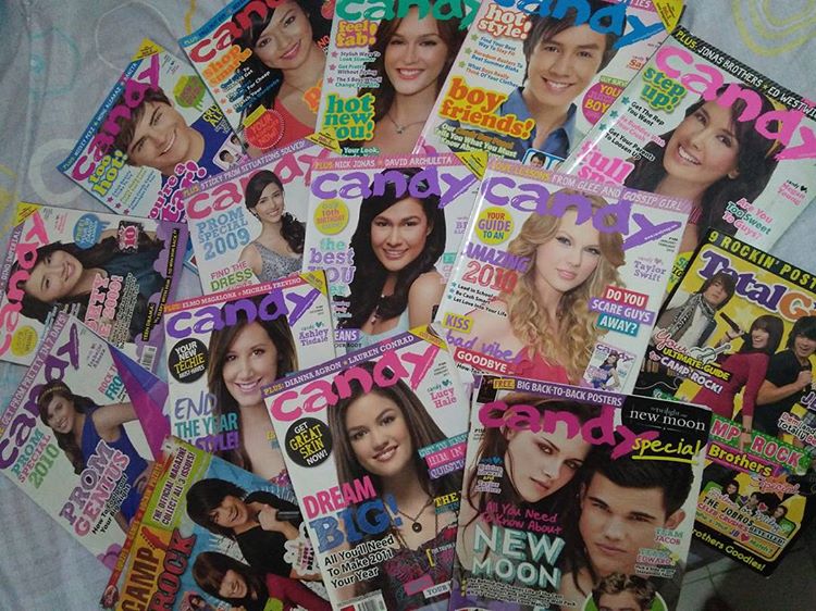 candy magazines fanned out