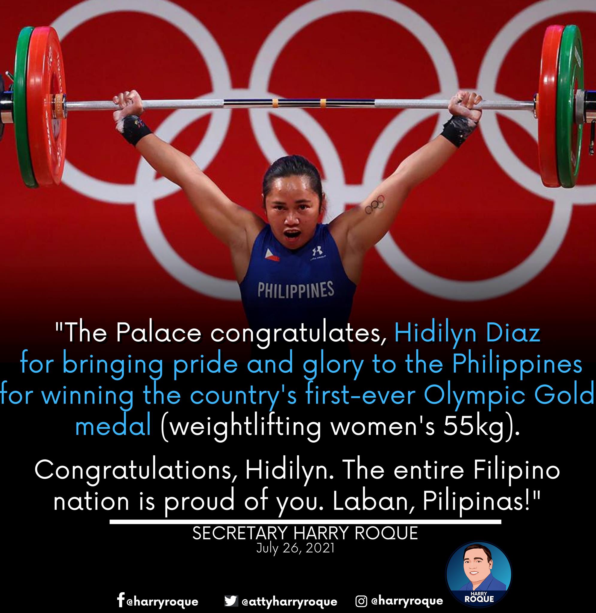Congratulations Hidilyn Diaz - Palace