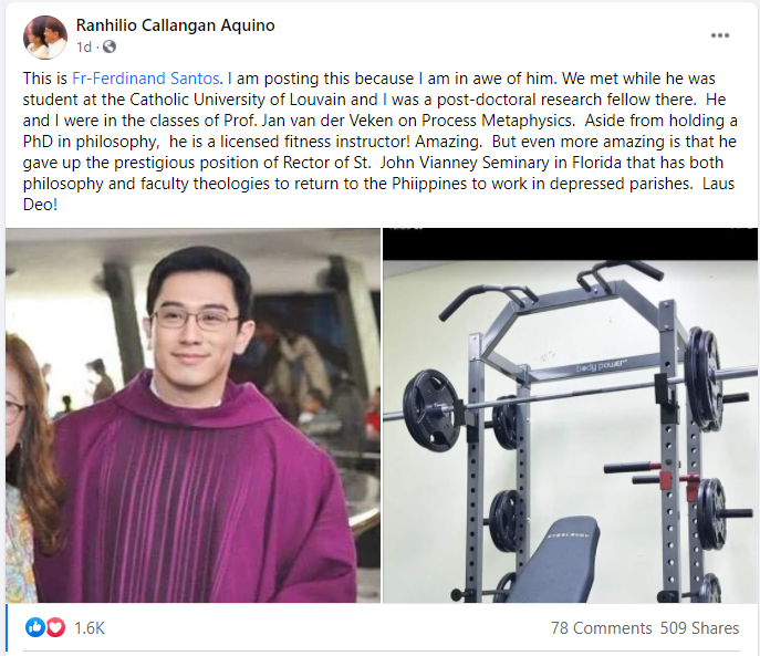 Father Ferdinand Santos - Ranhilio Aquino FB post