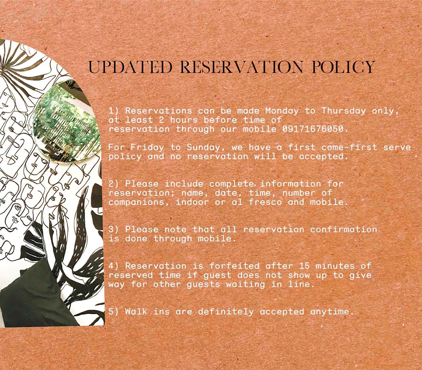 Cafe Guilt - Reservation Policy