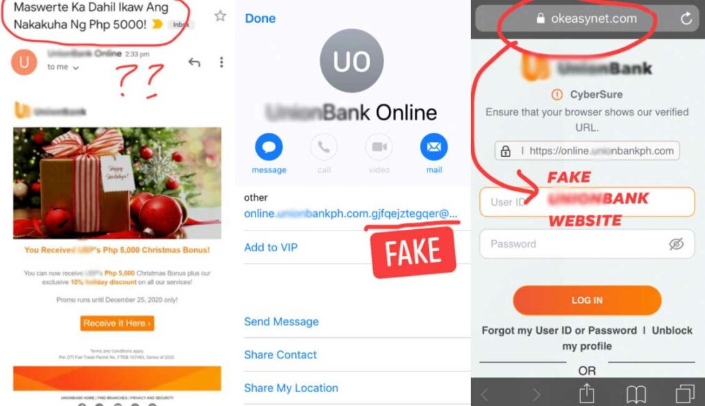 Fake bank website