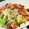 Create Your Own Salad - Mesclun Salad With Couscous, Pineapples, Corn Kernels, Alfalfa Sprouts, Chestnuts, Grilled Teriyaki Chicken