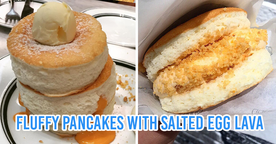 pancakes with salted egg lava