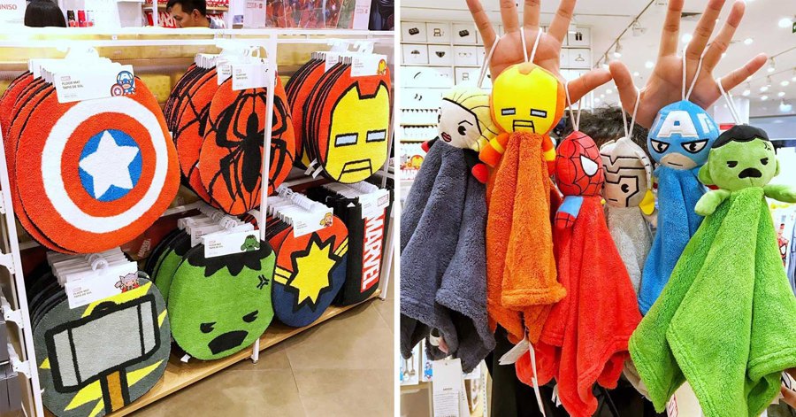 Marvel X Miniso collection Images adapted from: Pun Pro, Punpro, @lord_chatchai, Punpro Good news for Marvel nerds in Bangkok, Miniso Thailand had added more cute items to their collaboration with Marvel Studios, which was launched in July this year. The Marvel X Miniso collection offers a variety of items at wallet-friendly prices - and we all know how expensive can superhero merch can be. Marvel X Miniso is currently only available at Mega Bangna, Central Plaza Westgate, and Terminal 21 Asok branches. Take a picture with a life-size Iron Man figure at the Mega Bangna branch Image credit: @ying_kunyapun Adorable items like superhero cape with hoodies New items that have been added to the collection include capes - just in time for the upcoming winter season. It comes in 5 different options: Captain America, Thor, Spiderman, Hulk, and Iron Man. The capes can be folded neatly when not in use Images adapted from: Pun Pro To make sure the cape won’t slip off, it comes with a snap button, making it convenient and practical. Image credit: Pun Pro Shop for household items and accessories Surprisingly, there’s a huge range of goods, ranging from home products like hand towels and rugs to accessories like tote bags and temperature-preserving cups. Images adapted from: Pun Pro Show off your Marvel spirit to your house guests by throwing a bunch of cute and fluffy character pillows on your couch. Image credit: Pun Pro If you’re more of a minimal person, go for some sleek graphic tote bags, which are available in black and white. Captain Marvel’s fans, you must get this temperature-preserving cup. Images adapted from: Pun Pro For pretty little knick knacks, there are mini character keychains, phone cases with cool designs, and colourful pencil cases. Get it while stocks last If you’re big Marvel fan, you can’t miss out on this marvel-lous and affordable collection from Miniso. They are also perfect as gifts to your superhero fanatic friends for this coming holiday season. Note: Collection is available until stocks last. Enjoying The Smart Local Thailand? Follow us on Instagram at @TheSmartLocalTH for more local stories in Thailand!