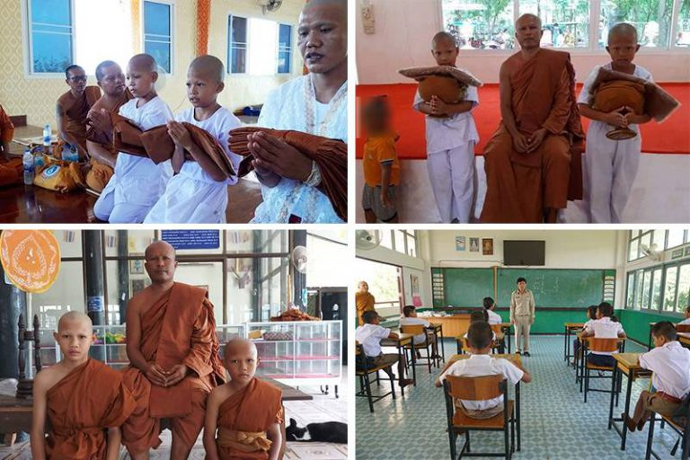 Monk takes care of kids