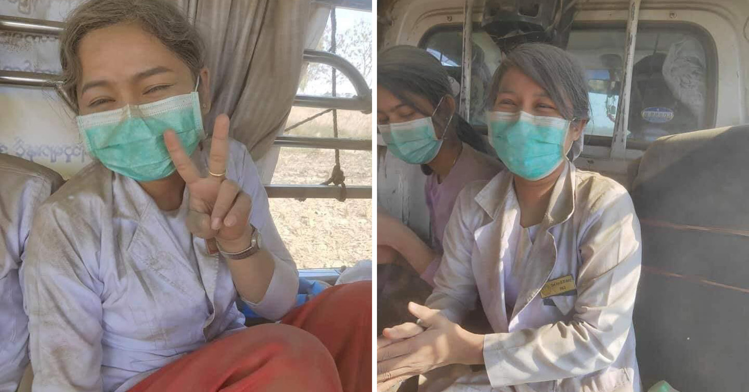 Myanmar Nurses Covered In Dust As They Spread Awareness About COVID-19 In Rural Areas