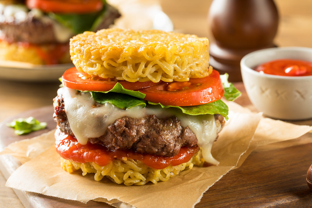 instant noodles burger or ramen burger