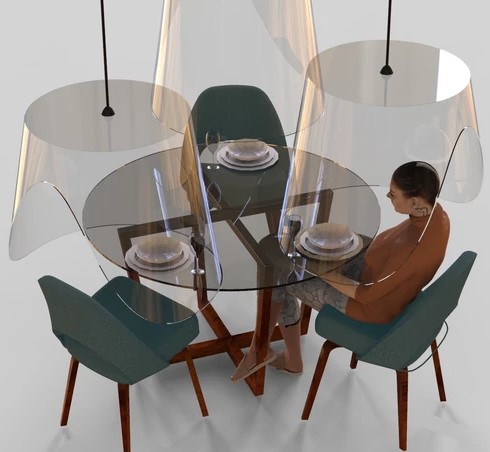 Tables With Personal Glass Domes for restaurants opening in COVID-19 