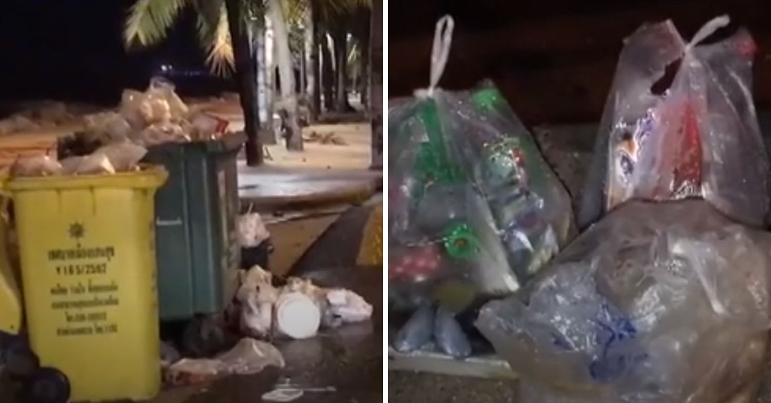 Bang Saen Beach trash
