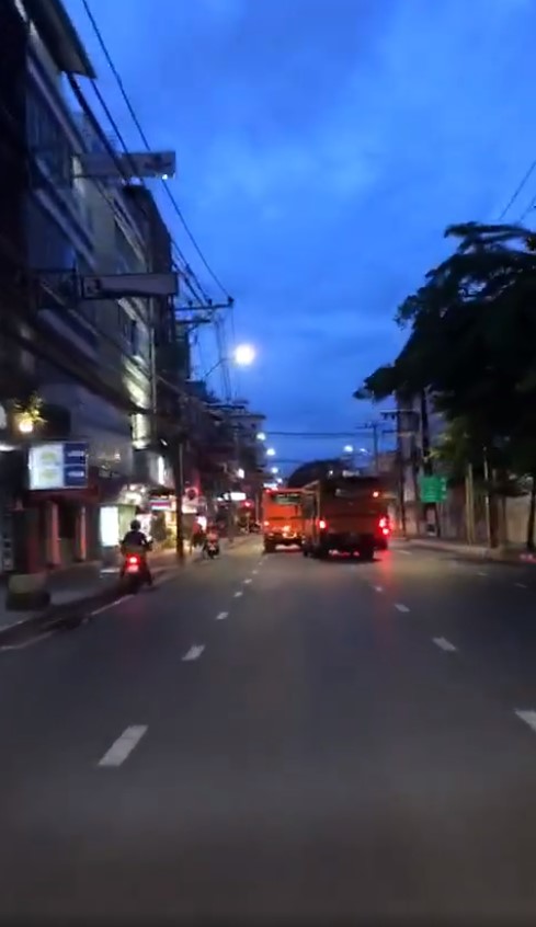 Thai buses race on the road