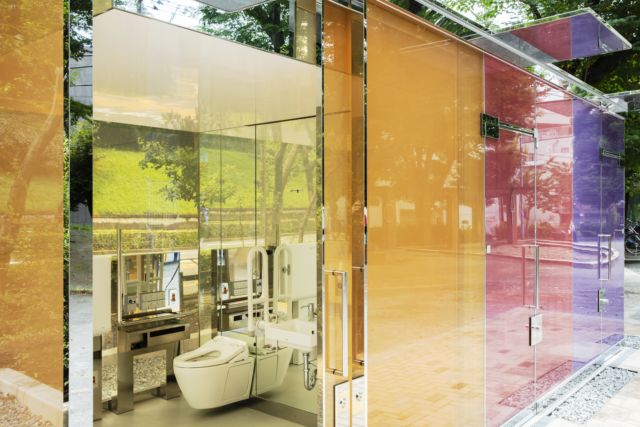 Transparent toilets in Japan