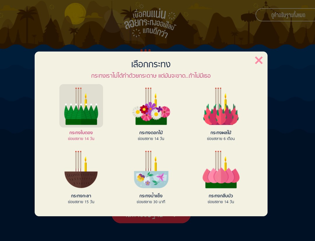 Loy Kratong festival in Thailand