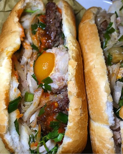 banh mi with chiew mai & salt eggs