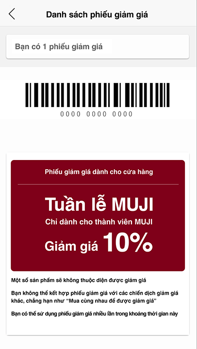 MUJI Parkson Le Thanh Ton coupon
