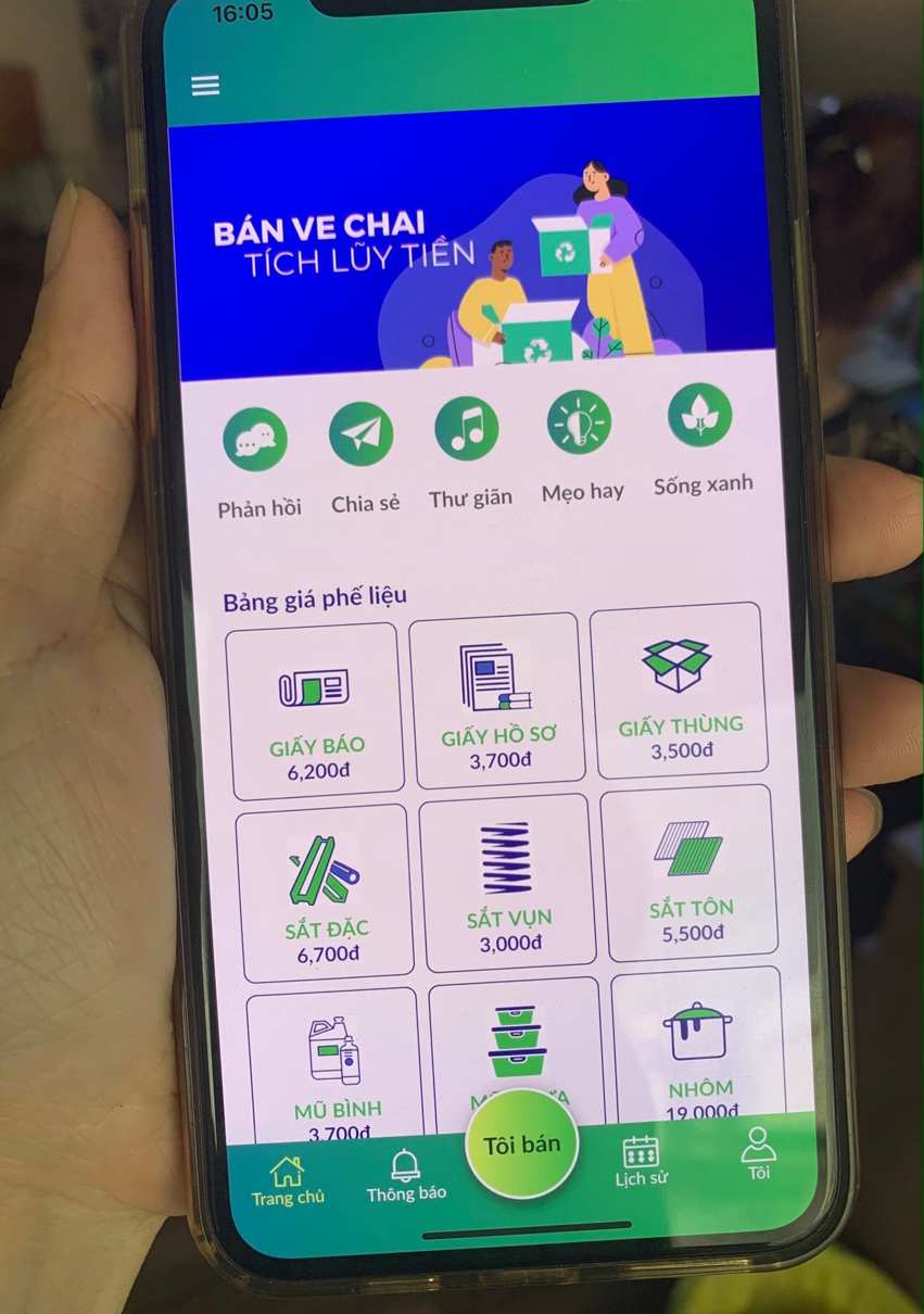 veca scrap selling app - interface