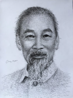 Student Draws Ho Chi Minh's Portrait With Vietnam's 63 Provinces' Names