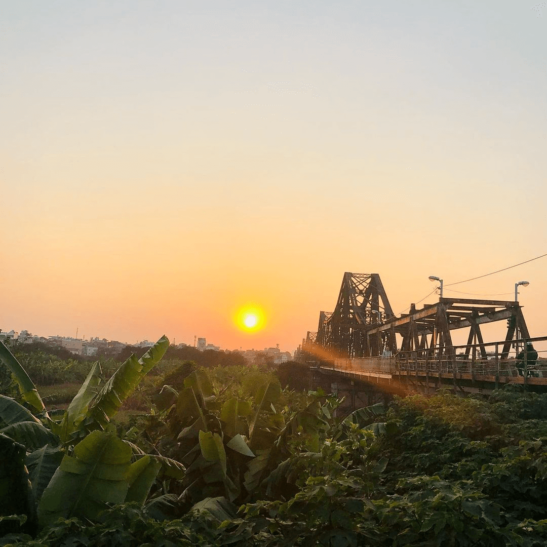 places to cycle in Hanoi - banana island bridge