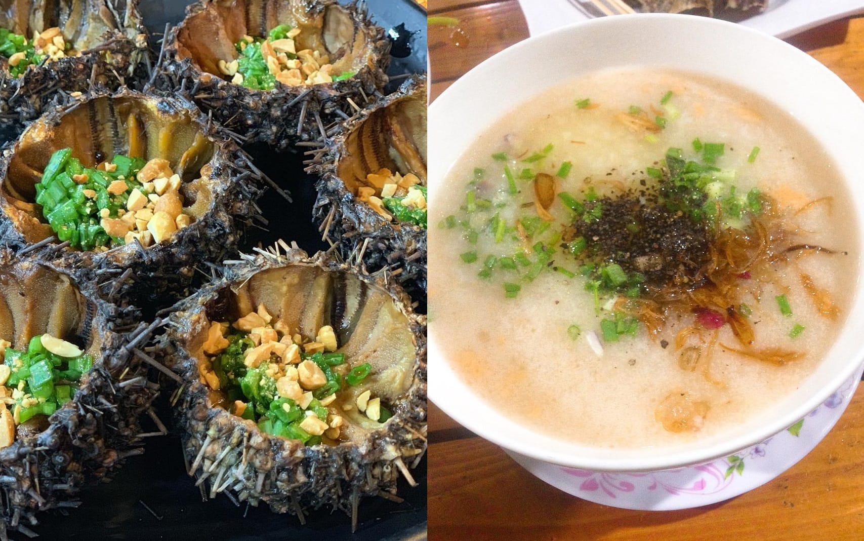 phu quoc - Grilled sea urchins and sea urchin porridge