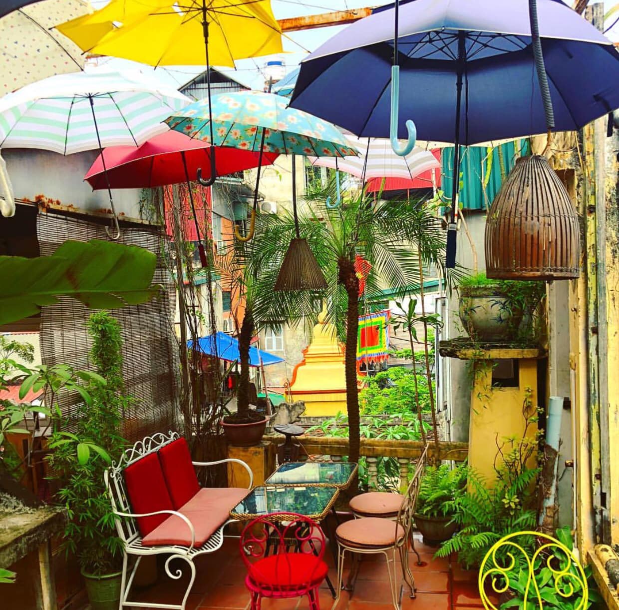 cafe nola colorful umbrellas