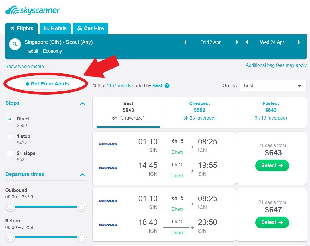 skyscanner price alerts discount