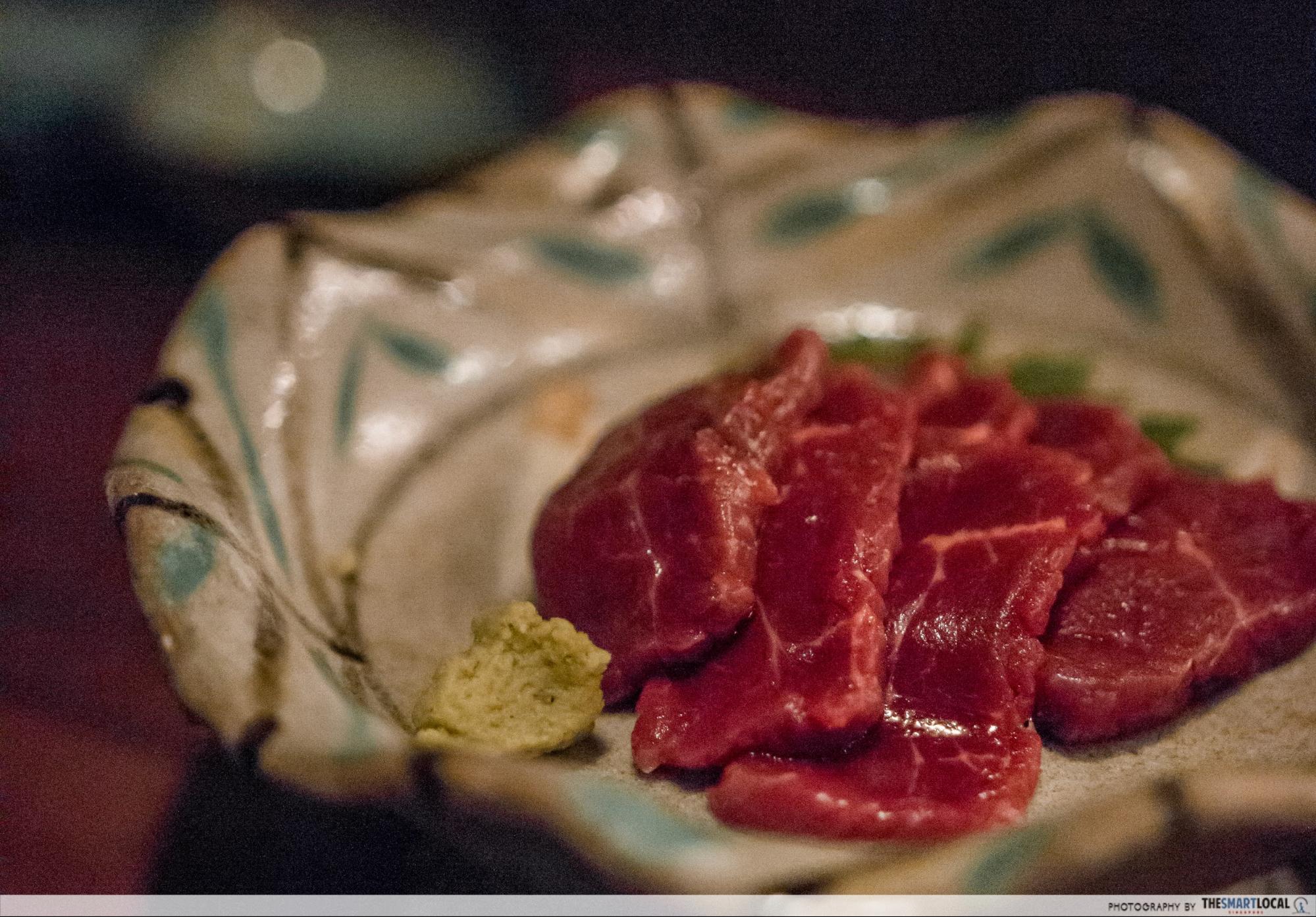 Nagano kamokochi matsumoto guide - horse meat sashimi itoya