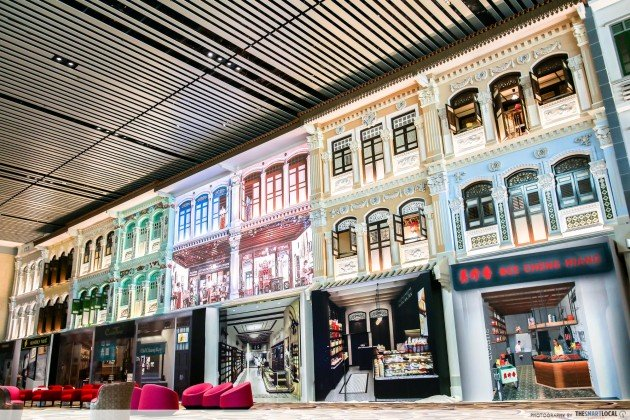 Features in Changi Airport T4 - Peranakan shophouses