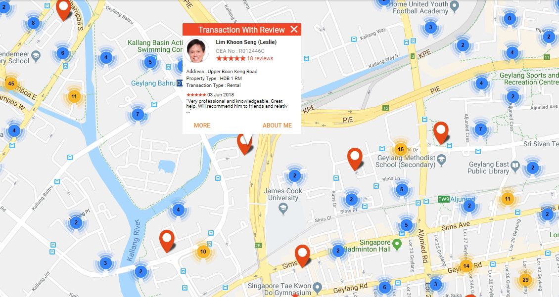 Locate nearby property agents in Singapore with a simple map search. 