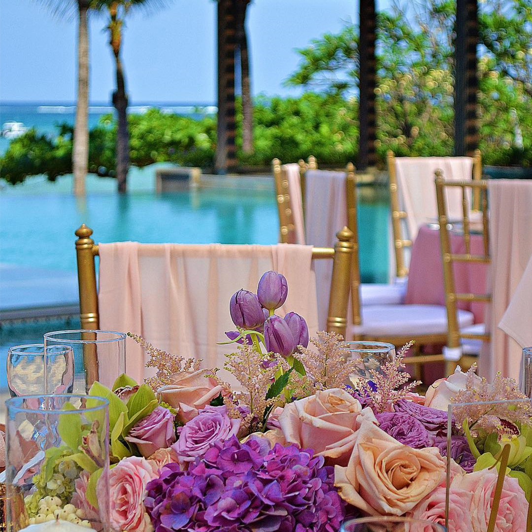 Fairmont Sanur garden wedding banquet setup