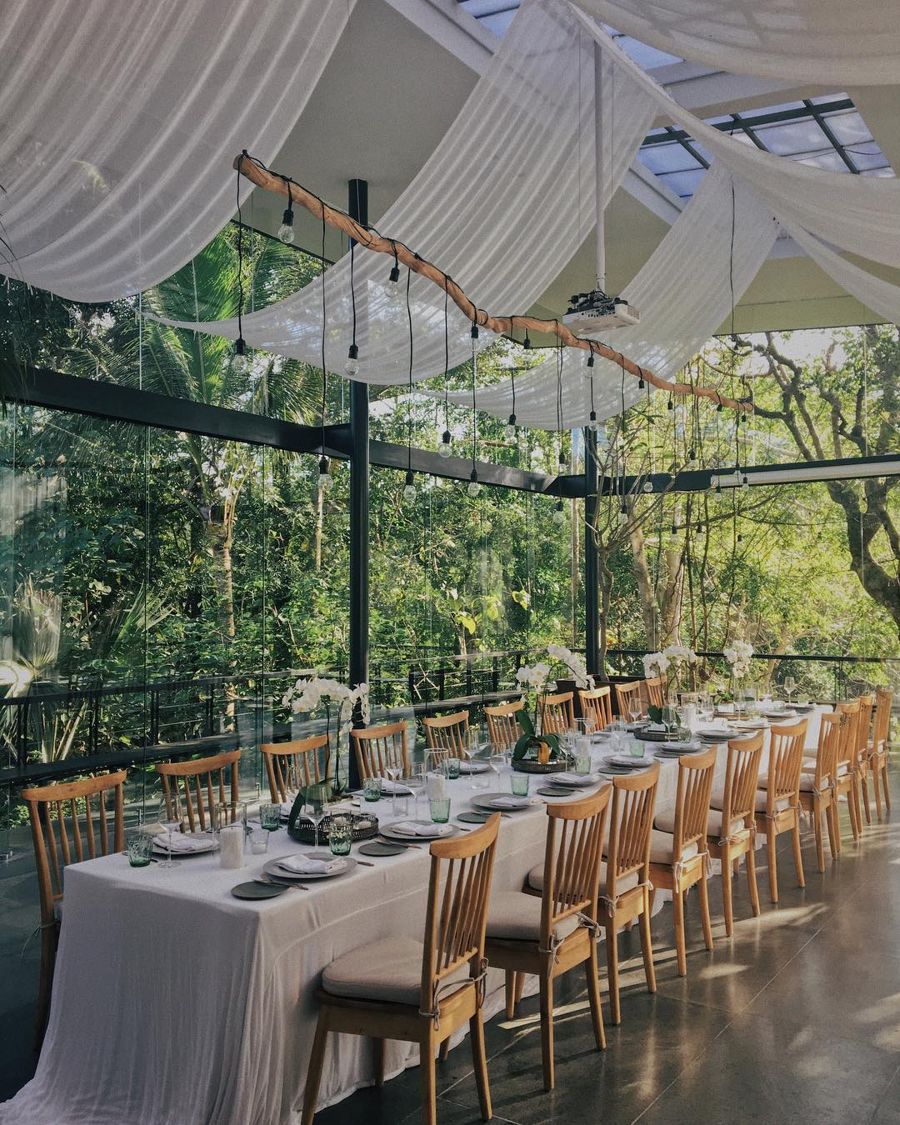 Tirtha Glass House wedding reception setup