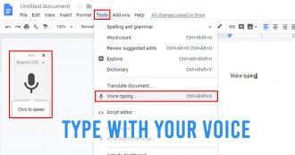 Google Docs voice typing function