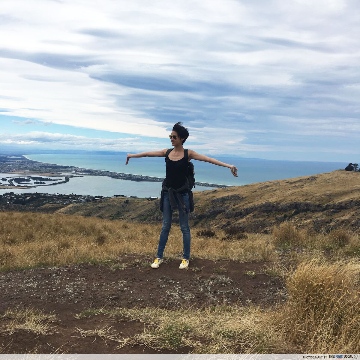 Girl on hill in Christchurch