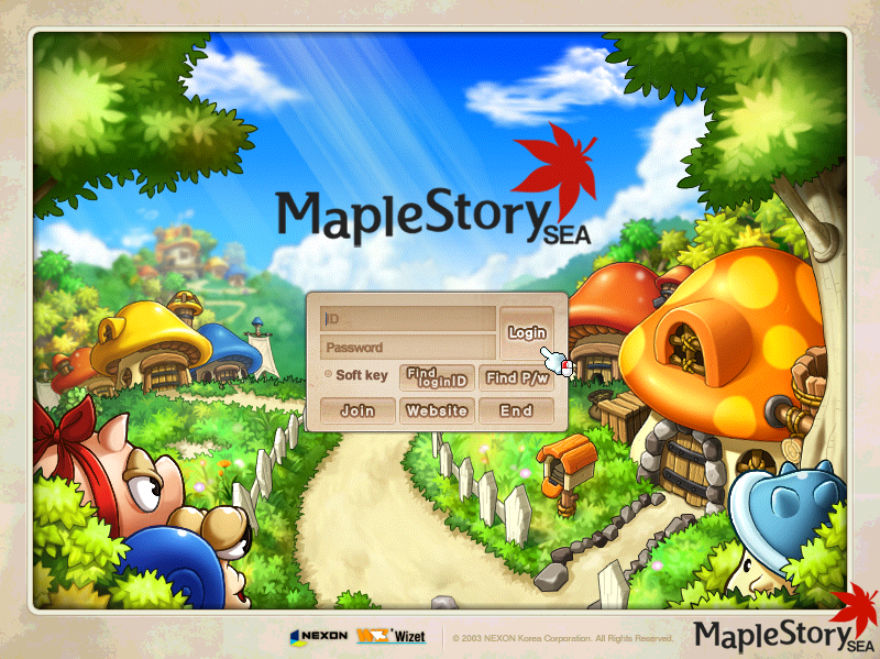 Maple Story - maple log in screen