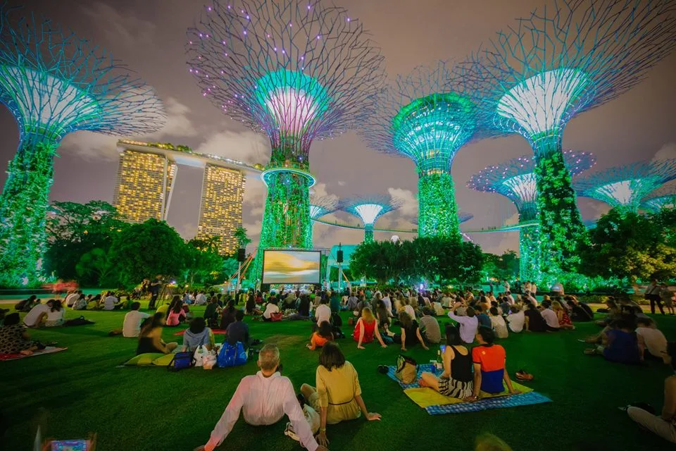 Neon Jungle Gardens by the Bay - moonlight cinema supertree grove lawn stars