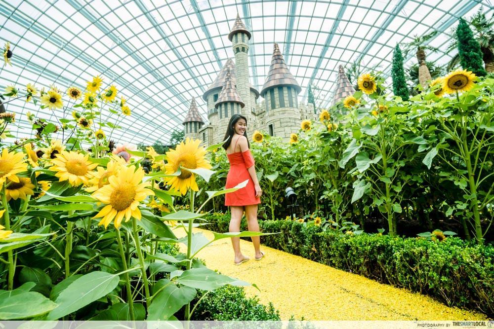 Sunflower Surprise Gardens by the Bay - yellow brick road wizard of oz castle