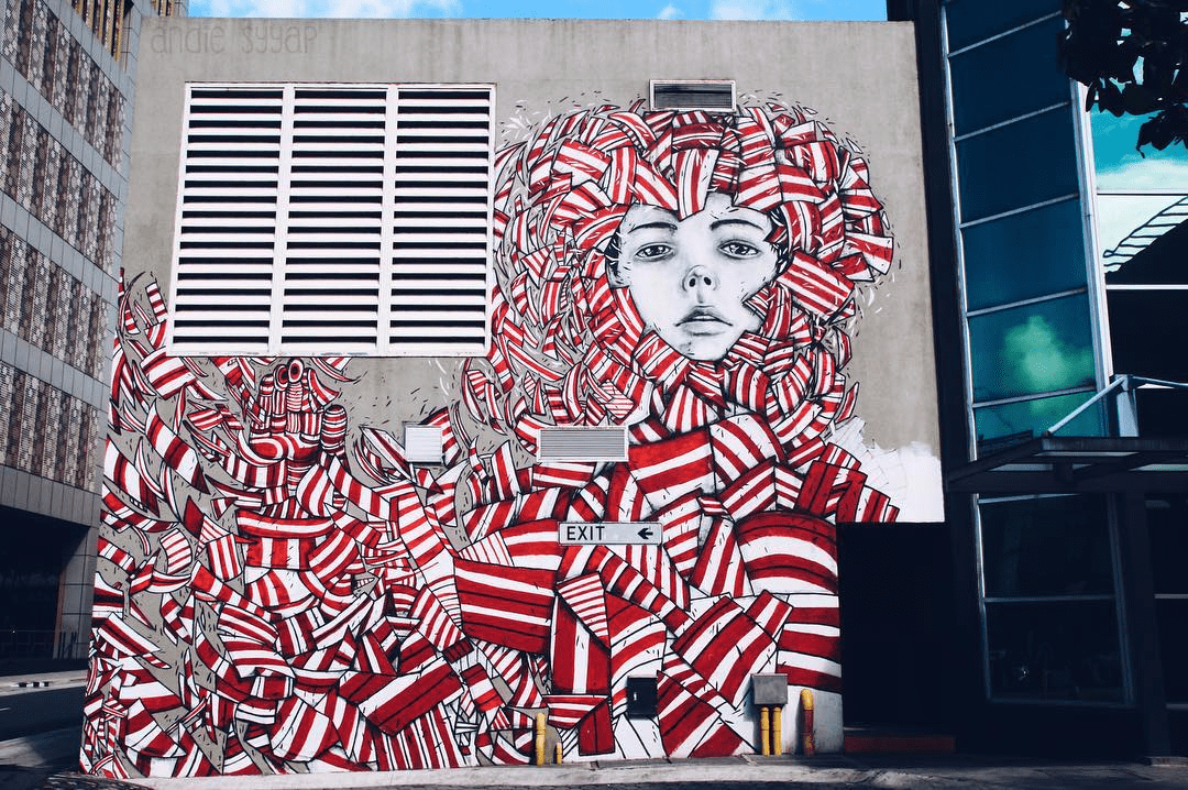 bgc wall mural red and white stripes