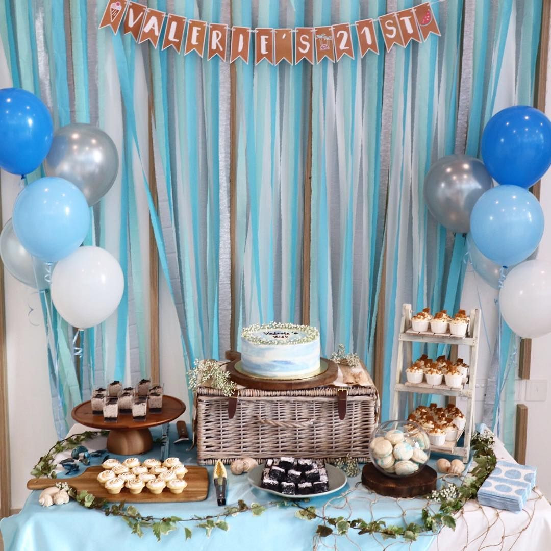blue dessert table 