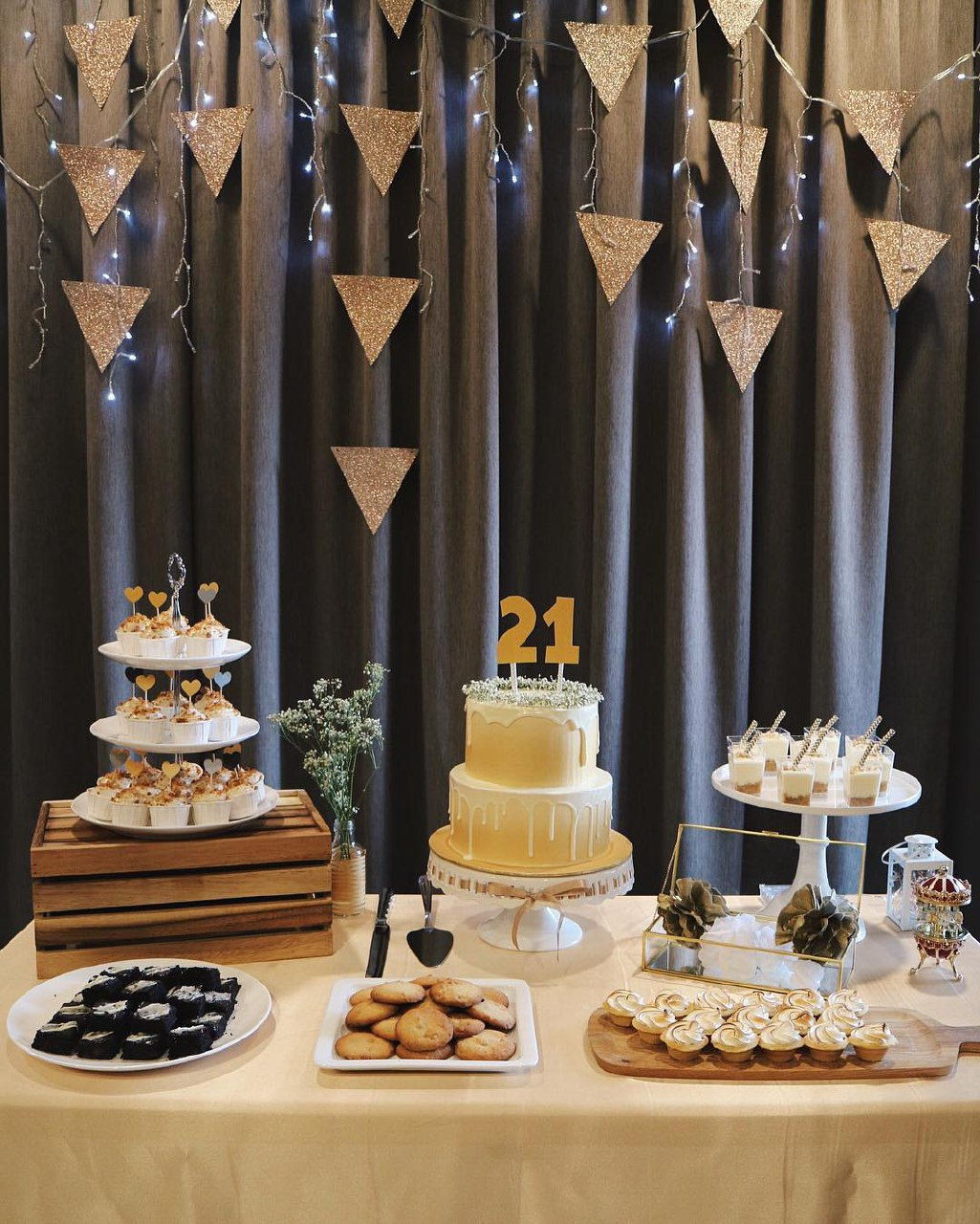 dessert table with cake 