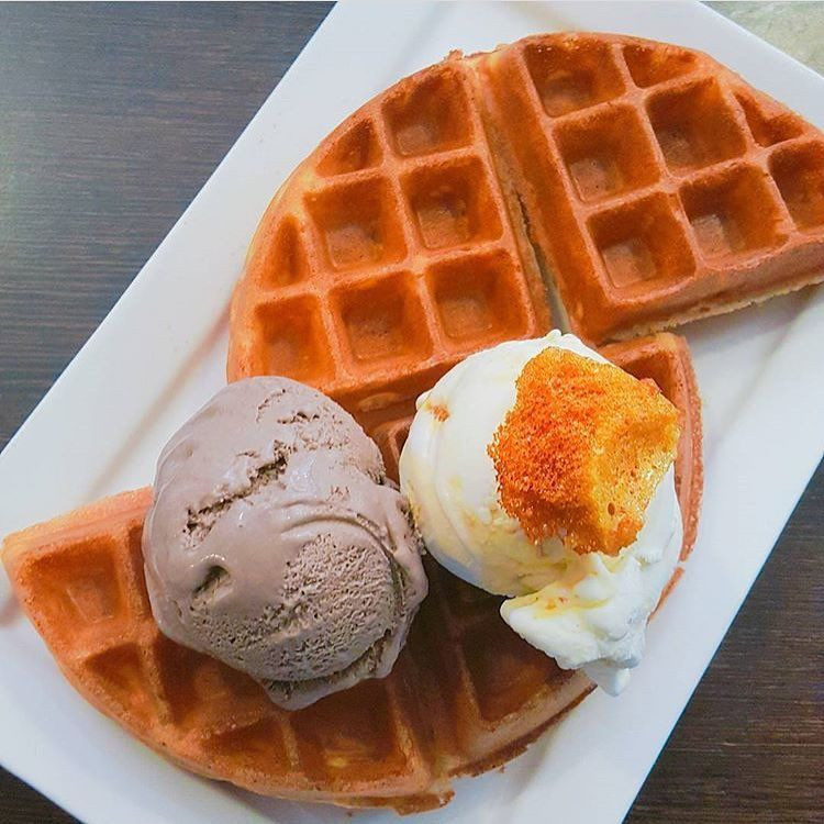 milk and honey ice cream dessert waffles 