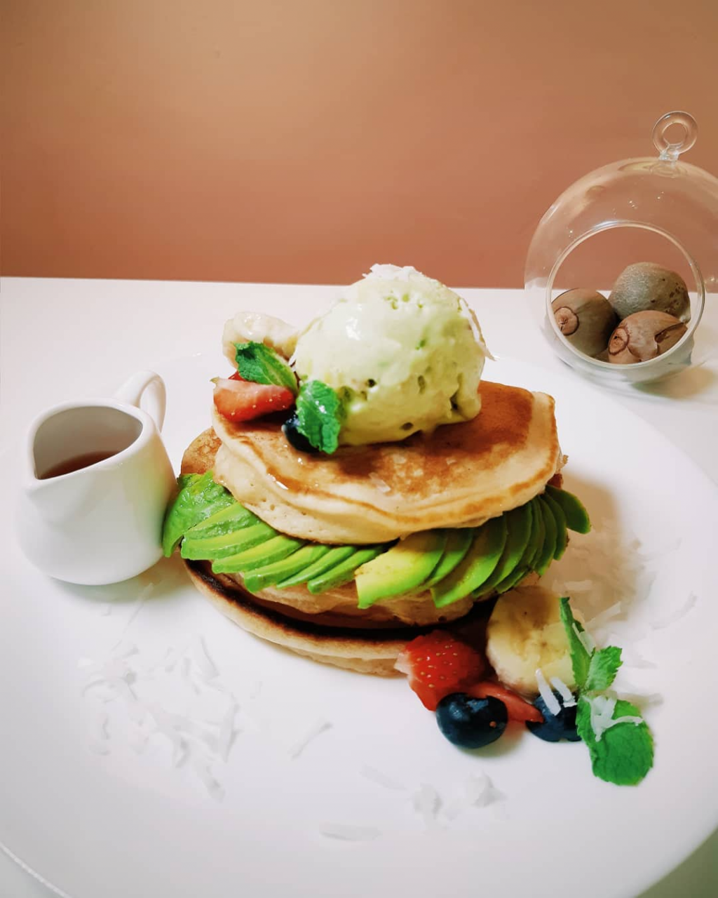 Avocatier's avocado pancake with avocado ice cream