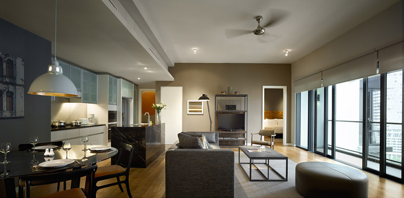 Living room area of E&O Residences KL apartment suite