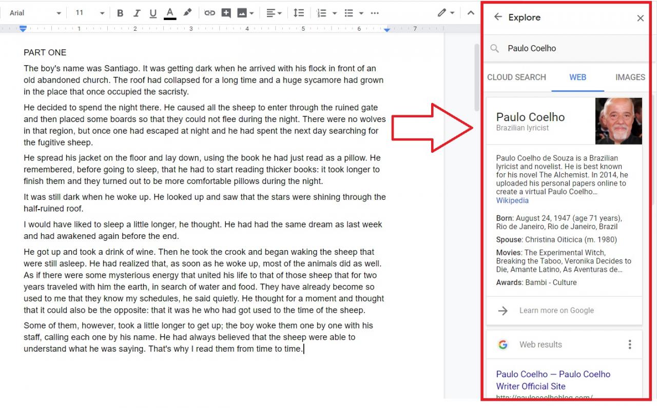 Open web browser in Google Docs