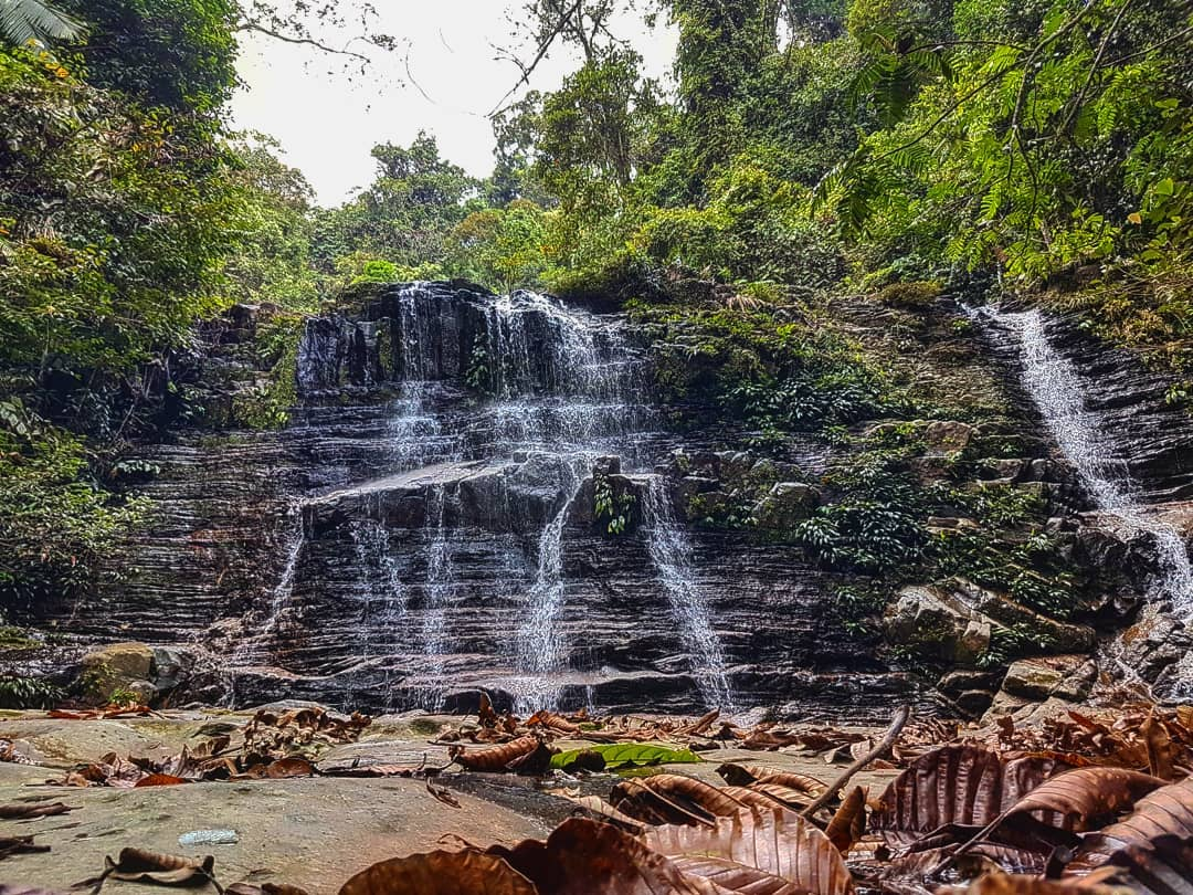 Waterfall along hiking trail of Mount Serapi