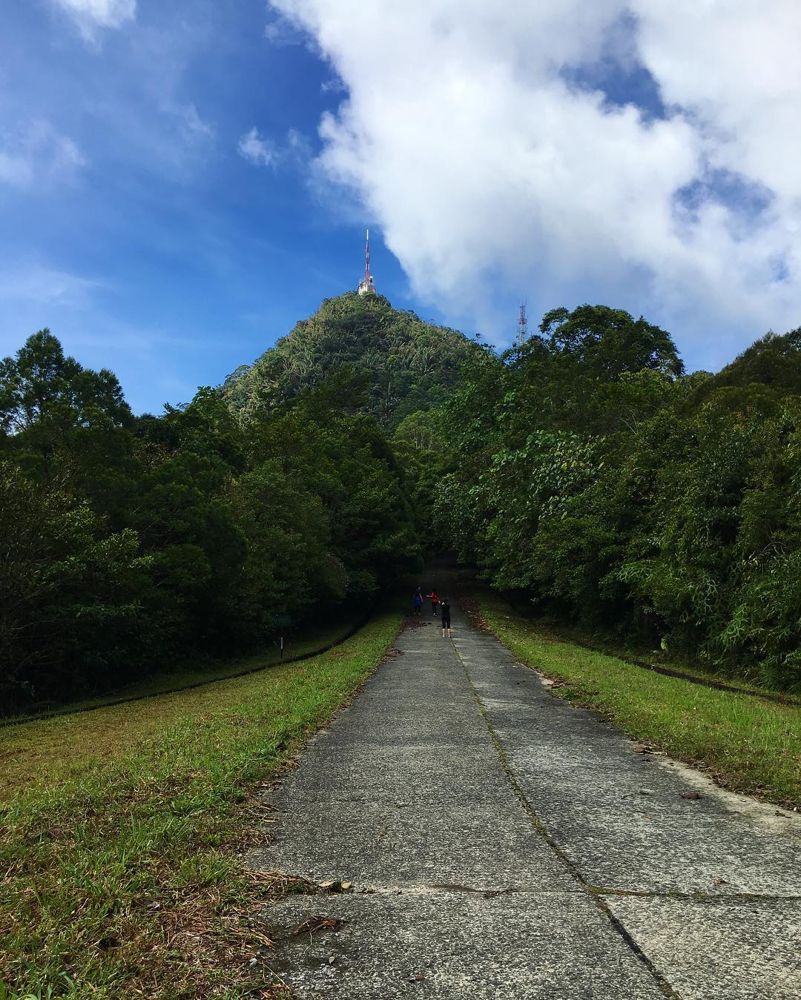 Paved trail leading to peak of Mount Serapi